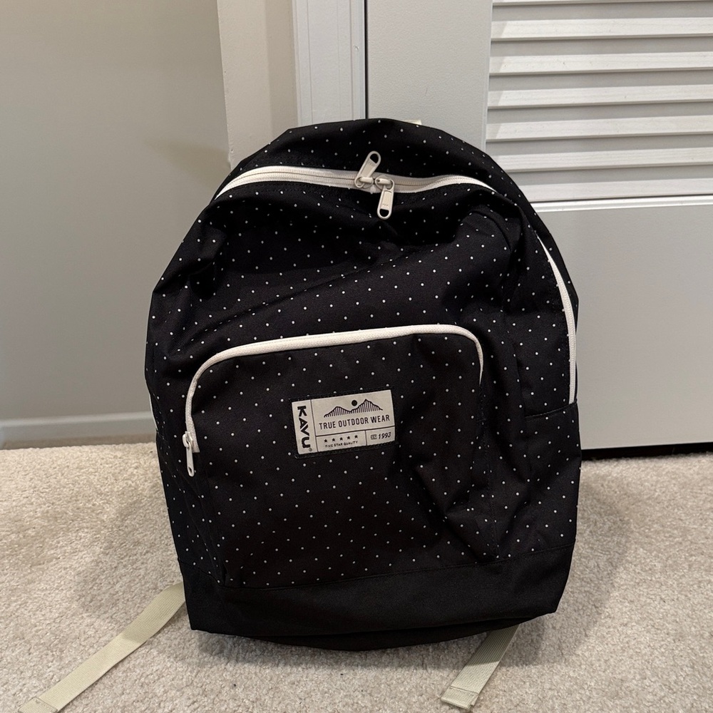 Kavu Black Backpack with Cream Details